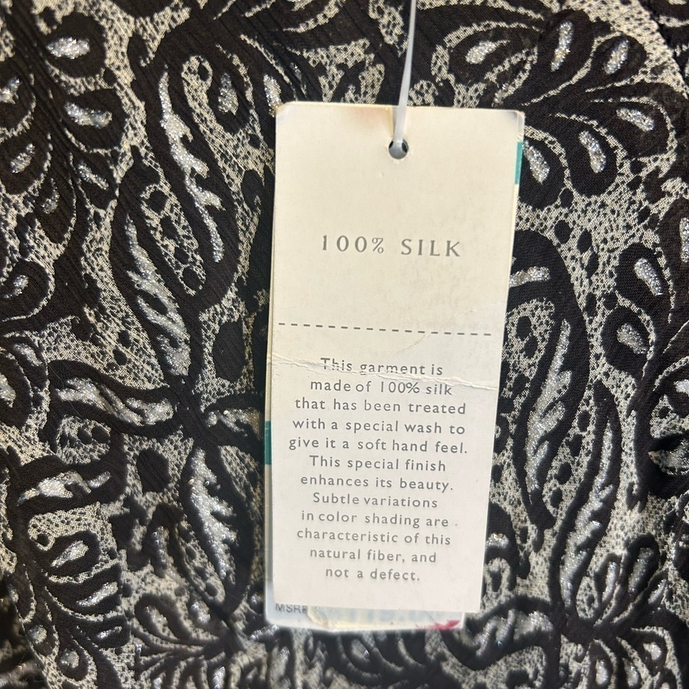🩶NWT “Charter Club” 100% Silk Black Metallic Silver Maxi Dress Size 16🖤 - Picture 5 of 12